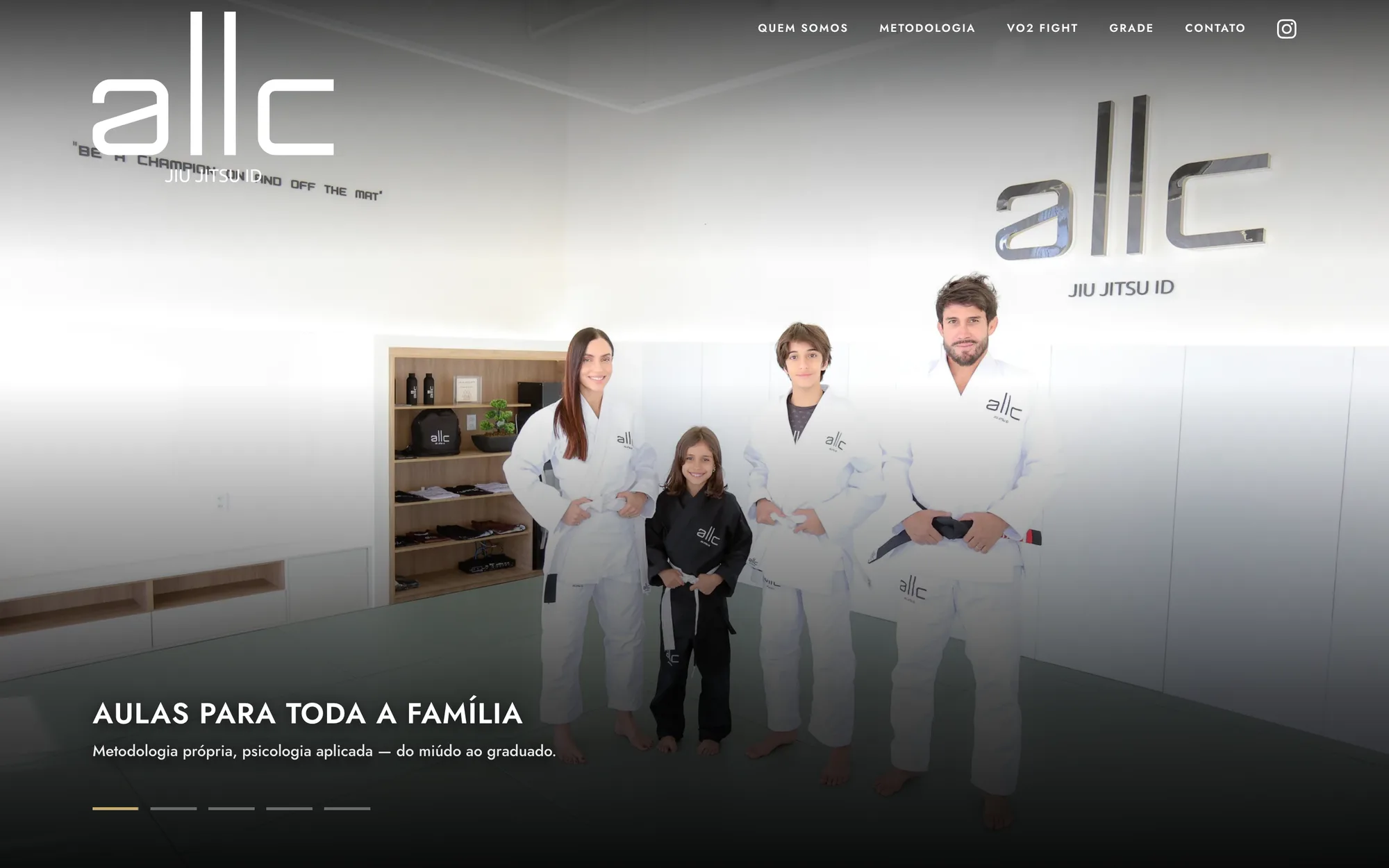 Página inicial do site ALLC Jiu Jitsu, criado pelo Nosso Studio